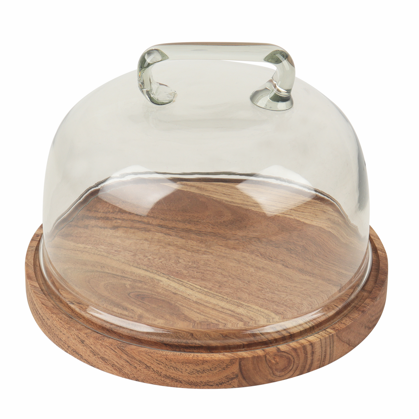 Sweet Vault Acacia Wood Cake Stand with Glass Dome