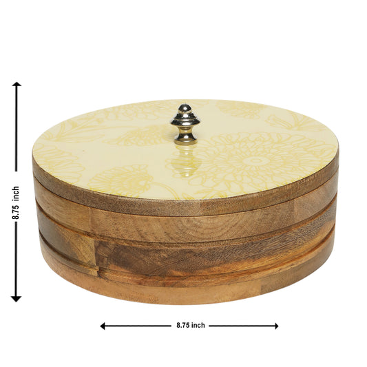 yellow haze mango wood chapati box with lid