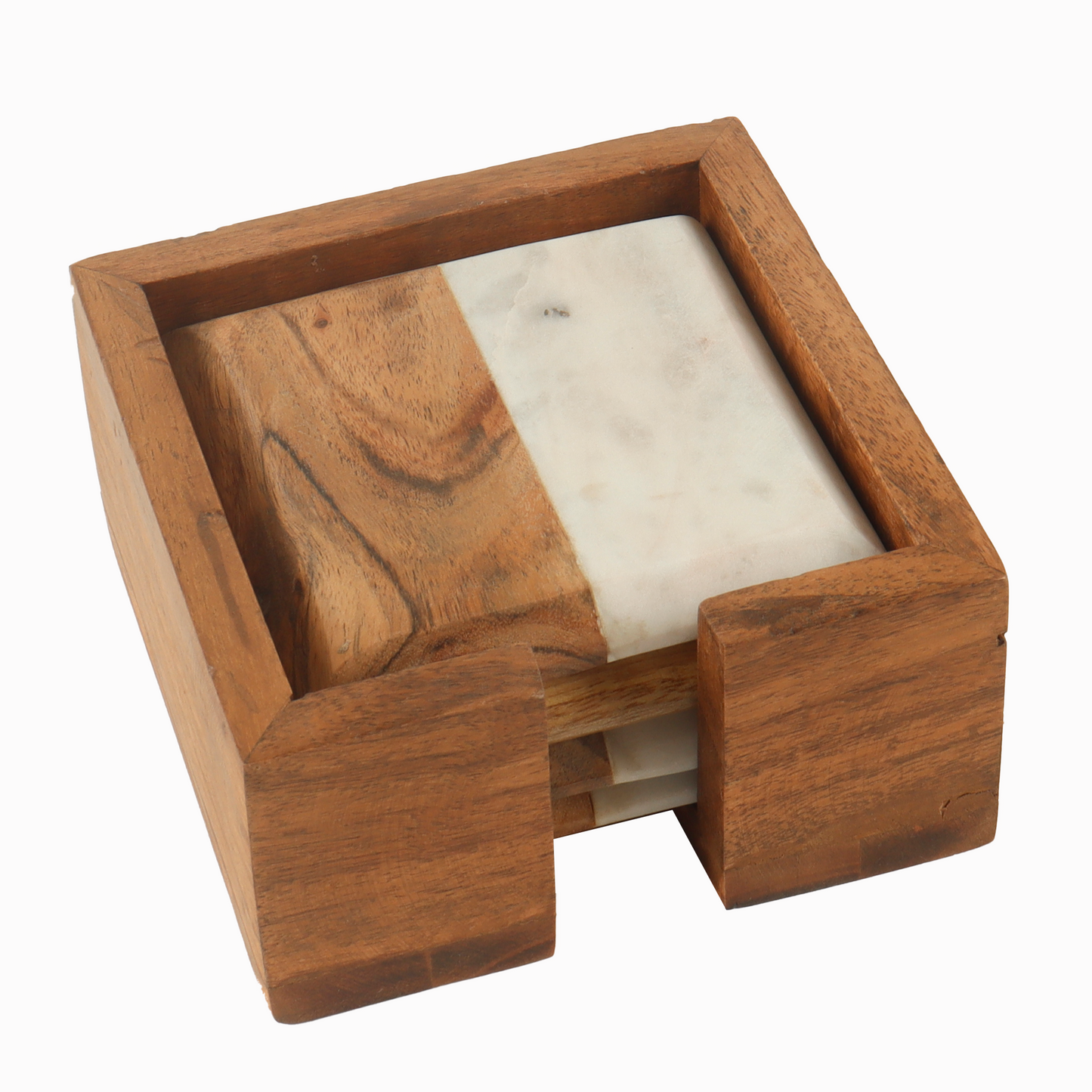 Timber & Stone Wood and Marble Coasters (Set of 4)