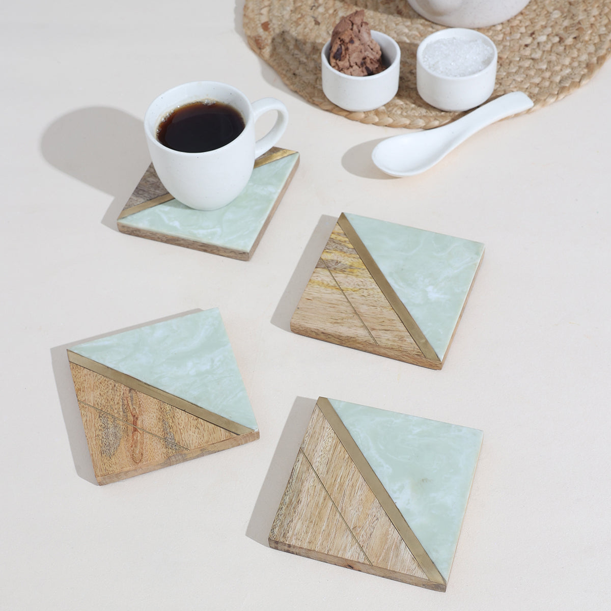 blue forest mango wood coasters