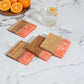 burnt orange acacia wood coasters