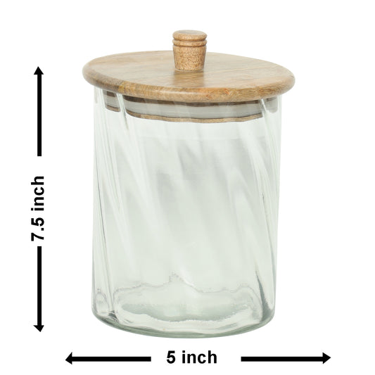 Ireka Homes Glass Cannister with Wooden Lid