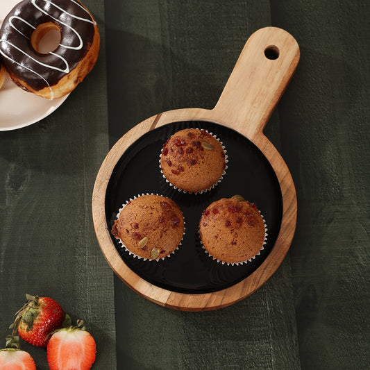 black obsidian acacia wood server