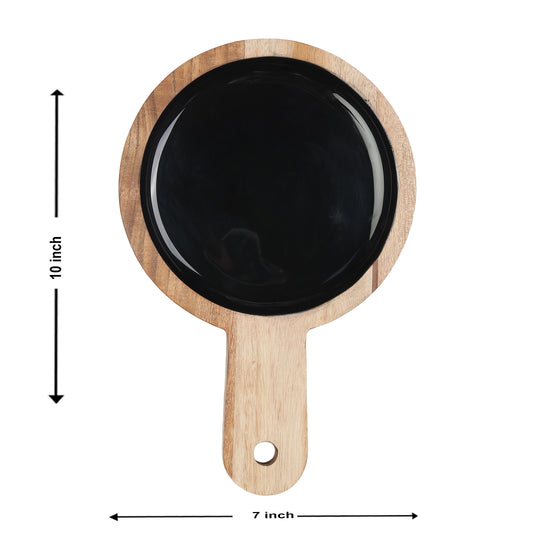 black obsidian acacia wood server