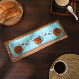 Ireka Homes Acacia Wood Server with Enamel