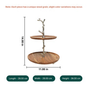 Treat Tree Acacia Wood Two-Tier Serving Stand