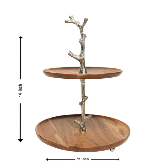 signature acacia wood 2 tier stand