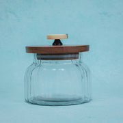 Bubble Glass Jar with Wooden Lid