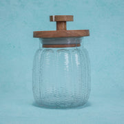 Ripple Glass Jar with Wooden Lid