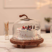 Dessert Deck acacia Wood Cake Stand with Glass Dome