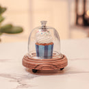 Candy Glow Acacia Wood Cake Stand with Glass Dome