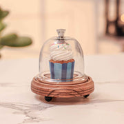 Candy Glow Acacia Wood Cake Stand with Glass Dome