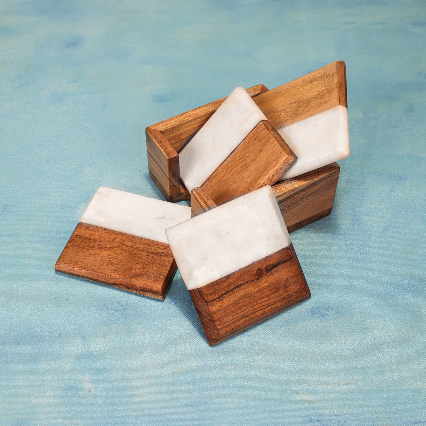 Timber & Stone Coasters with Carrier (Set of  4)