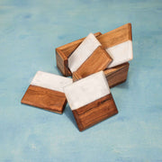 Timber & Stone Coasters with Holder (Set of  4)