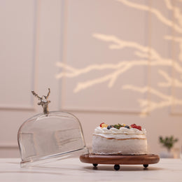 Wildood Acacia Wood Cake Stand with Glass Dome