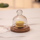 Nibble Nest Acacia Wood Cake Stand with Glass Dome
