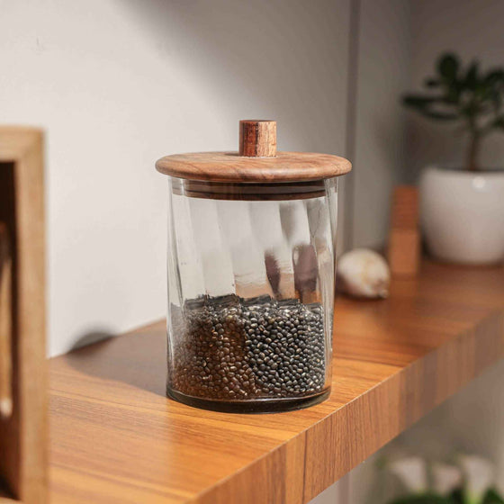 Twist Glass Jar with Wooden Lid