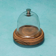 Candy Glow Acacia Wood Cake Stand with Glass Dome