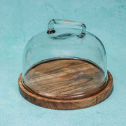 Sweet Vault Acacia Wood Cake Stand with Glass Dome