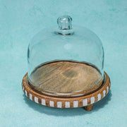 Sugar Sphere Acacia Wood Cake Stand with Glass Dome