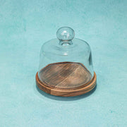Sugar Shell Acacia Wood cake Stand with Glass Dome