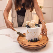 Parstry Pod Acacia Wood cake Stand with Glass Dome