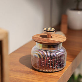 Gleam Glass Jar with Wooden Lid