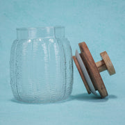Ripple Glass Jar with Wooden Lid