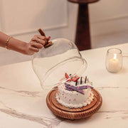 Dessert Deck acacia Wood Cake Stand with Glass Dome
