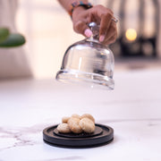 Dusk Acacia Wood Cake Stand with Glass Dome