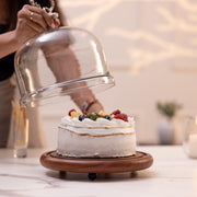 Wildood Acacia Wood Cake Stand with Glass Dome
