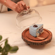 Vriksha Acacia Wood Cake Stand with Glass Dome