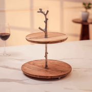 Treat Tree Acacia Wood Two-Tier Serving Stand