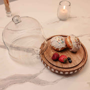 Sugar Sphere Acacia Wood Cake Stand with Glass Dome