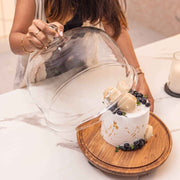 Parstry Pod Acacia Wood cake Stand with Glass Dome