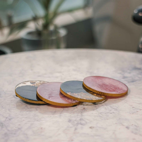 Midnight Gold Resin Coasters (Set of 4)