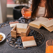 Timber & Stone Coasters with Holder (Set of  4)