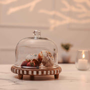 Sugar Sphere Acacia Wood Cake Stand with Glass Dome