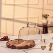 Sweet Vault Acacia Wood Cake Stand with Glass Dome