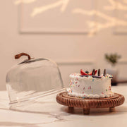 Dessert Deck acacia Wood Cake Stand with Glass Dome
