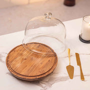 Parstry Pod Acacia Wood cake Stand with Glass Dome