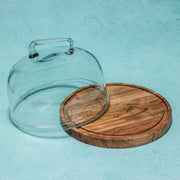 Sweet Vault Acacia Wood Cake Stand with Glass Dome