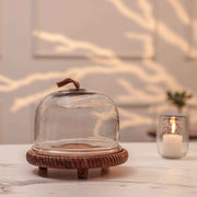 Dessert Deck acacia Wood Cake Stand with Glass Dome