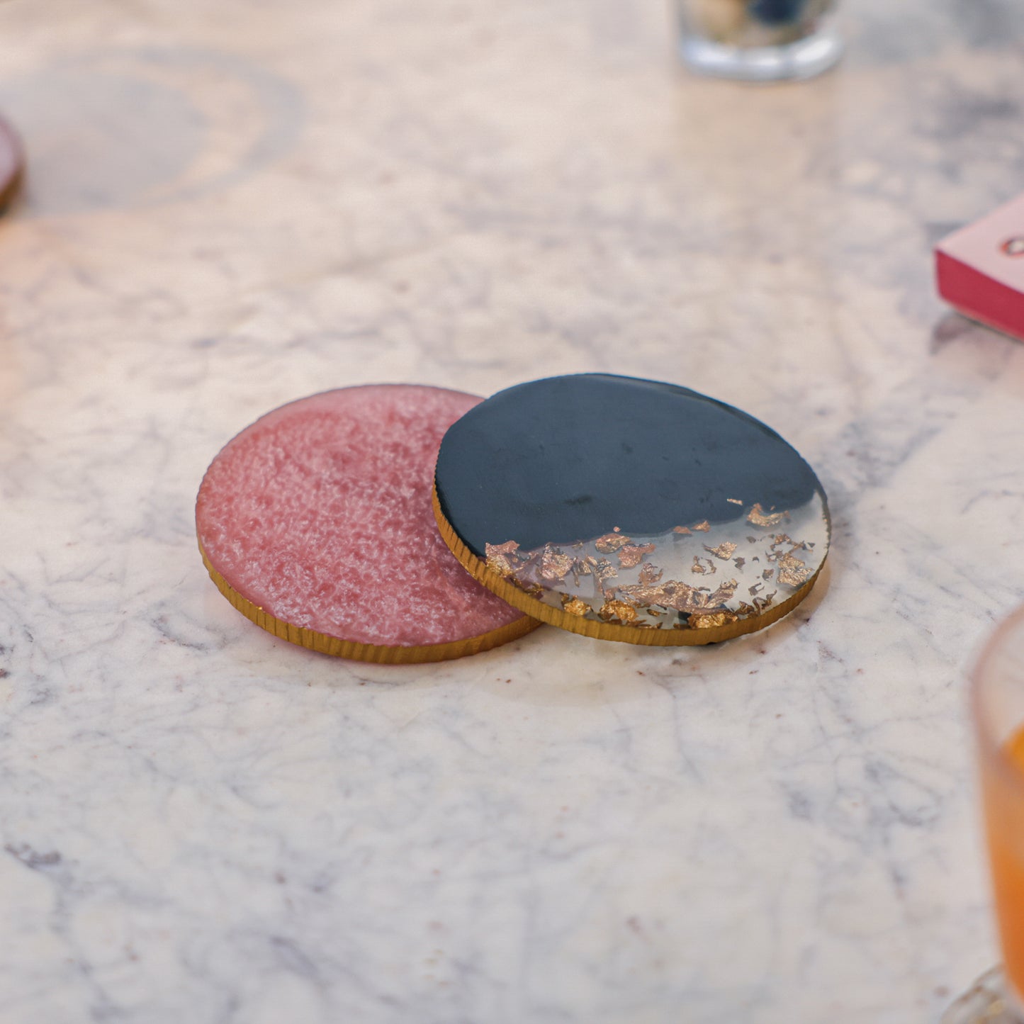 Midnight Gold Resin Coasters (Set of 4)