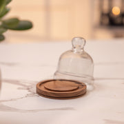 Nibble Nest Acacia Wood Cake Stand with Glass Dome