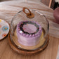 Dessert Deck Acacia Wood Cake Stand with Glass Dome