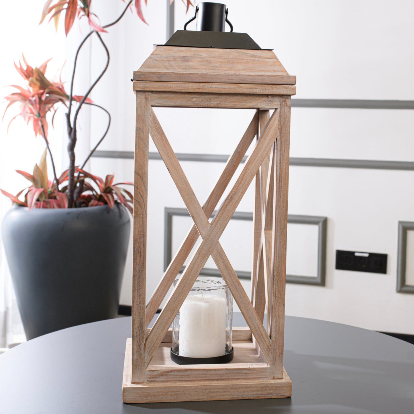 Selena Acacia Wood Lantern