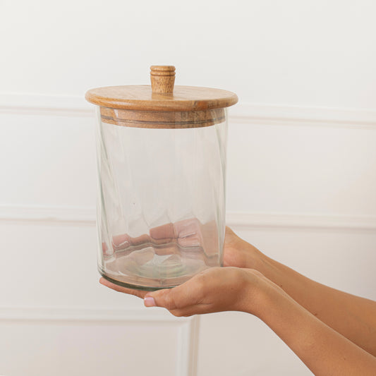 Twist Glass Canister with Wooden Lid