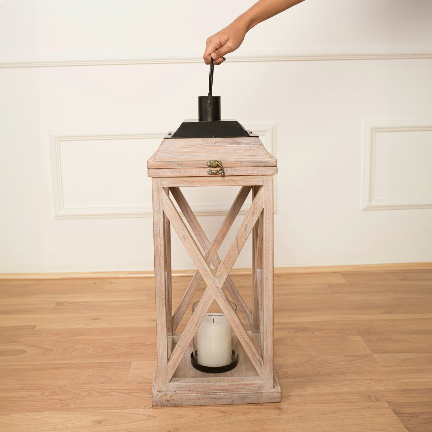 Selena Acacia Wood Lantern