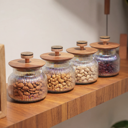 Gleam Glass Jar with Wooden Lid